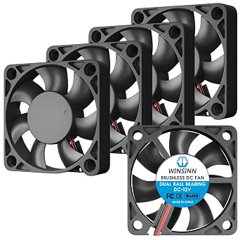 WINSINN 50mm 12V Fan - Dual Ball Bearing 6000 RPM 5010 Cooling Fan Replacement for 3D Printers/Computer Cases/Small Appliances, 30cm Cable with XH2.54-2PIN, Brushless 50x10mm 5Pcs