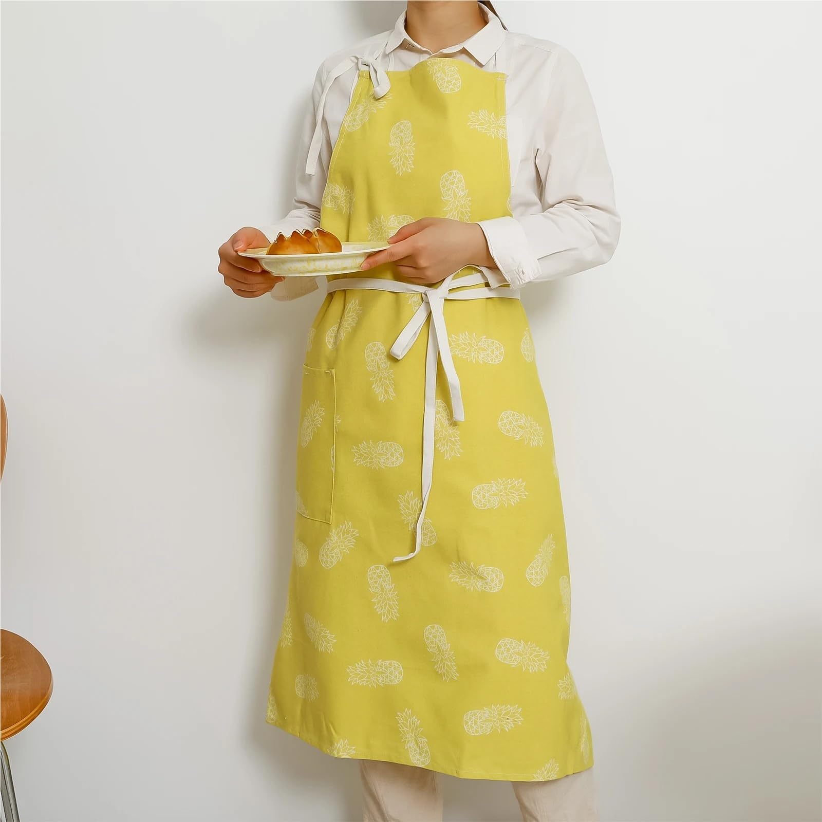 Schürze Sommerdruck-Küchenschürze aus Baumwollleinen mit Tasche for Männer und Frauen, ärmellose Koch- Arbeitsschürze for das Restaurantcafé