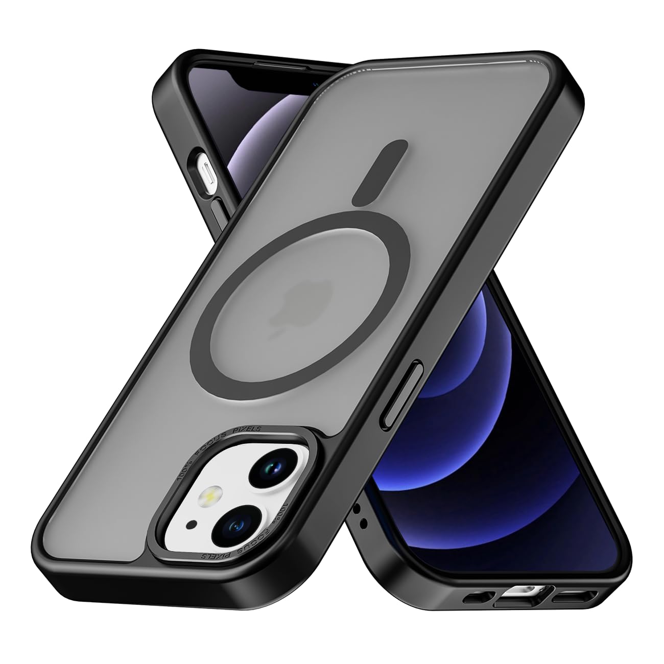 PinLiSheng Magnetic for iPhone 12 Mini Case [Metal Camera Frame&Buttons] [Mil-Grade Drop Protection] Shockproof Slim Translucent Matte Protective