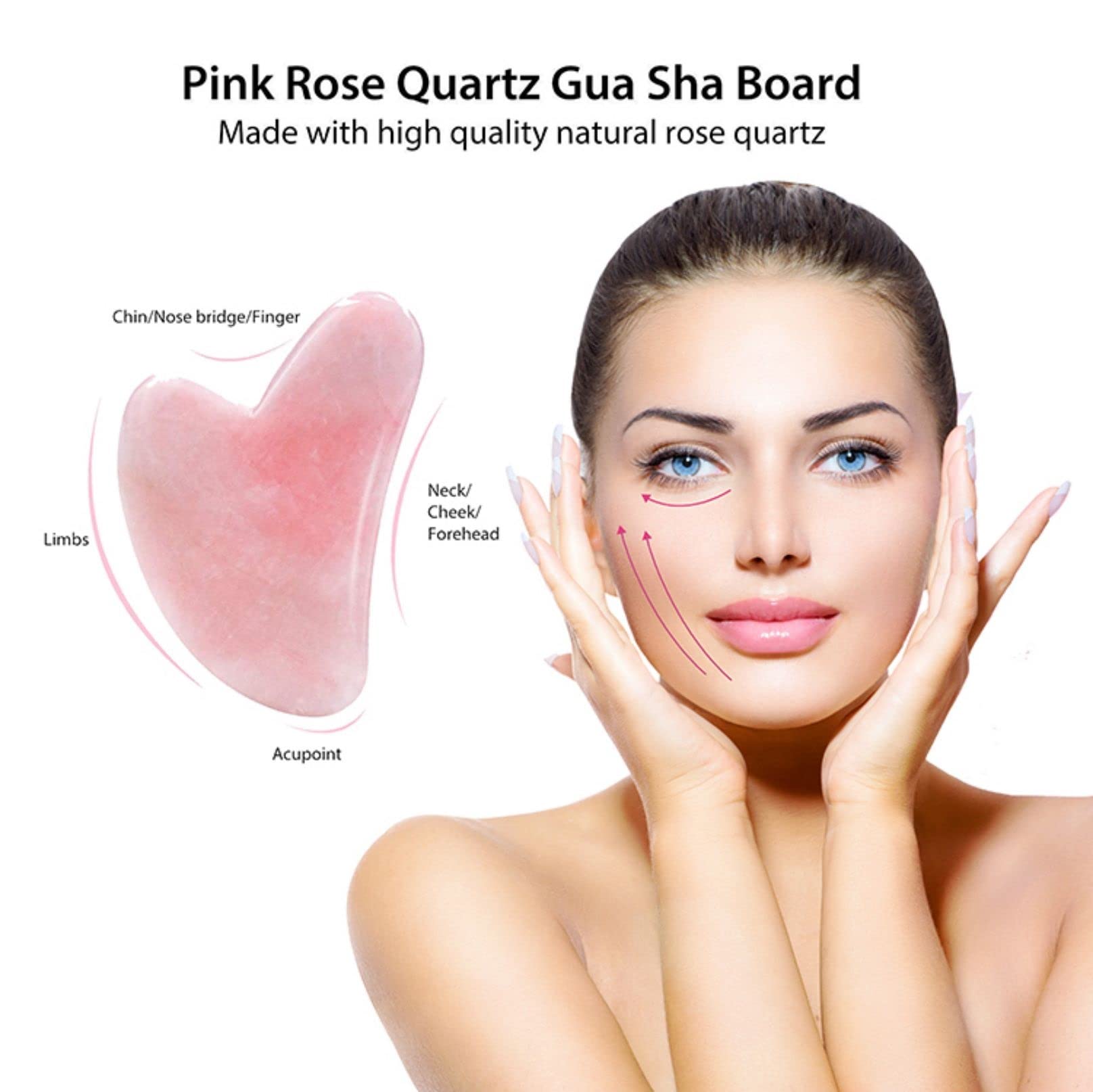 Rosenquarz Maske 4 teiliges Set Jade EIS Schlafmaske mit Roller & Gua Sha Augenmaske Wiederverwendbare Kältetherapie Gesichtsmasken Kit Spa Kristall-Werkzeug für Depuffing