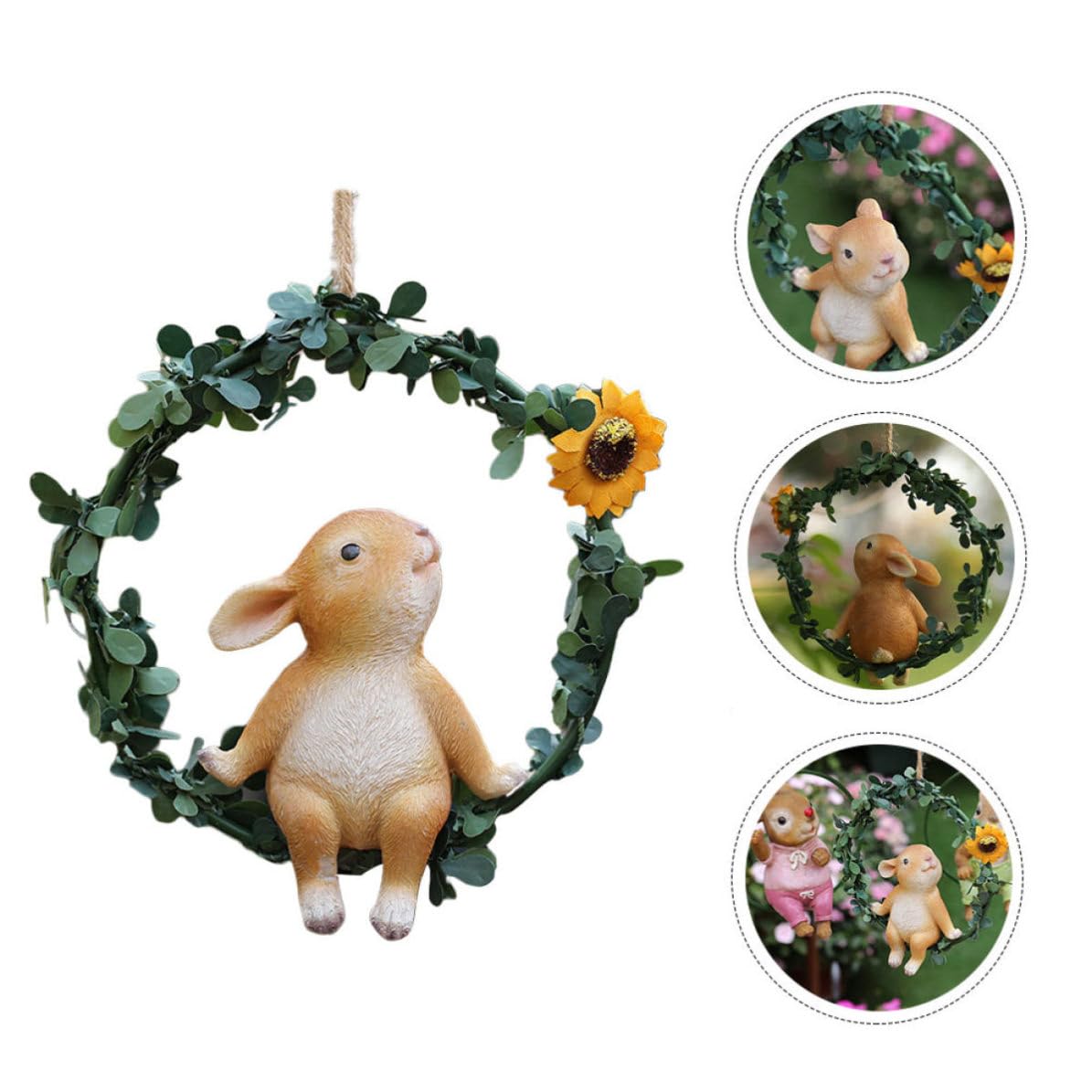 Ornamento di Pasqua in Resina Coniglio Appeso per Giardino Esterno Decorazione Contemporanea per Porta Terrazza Cortile