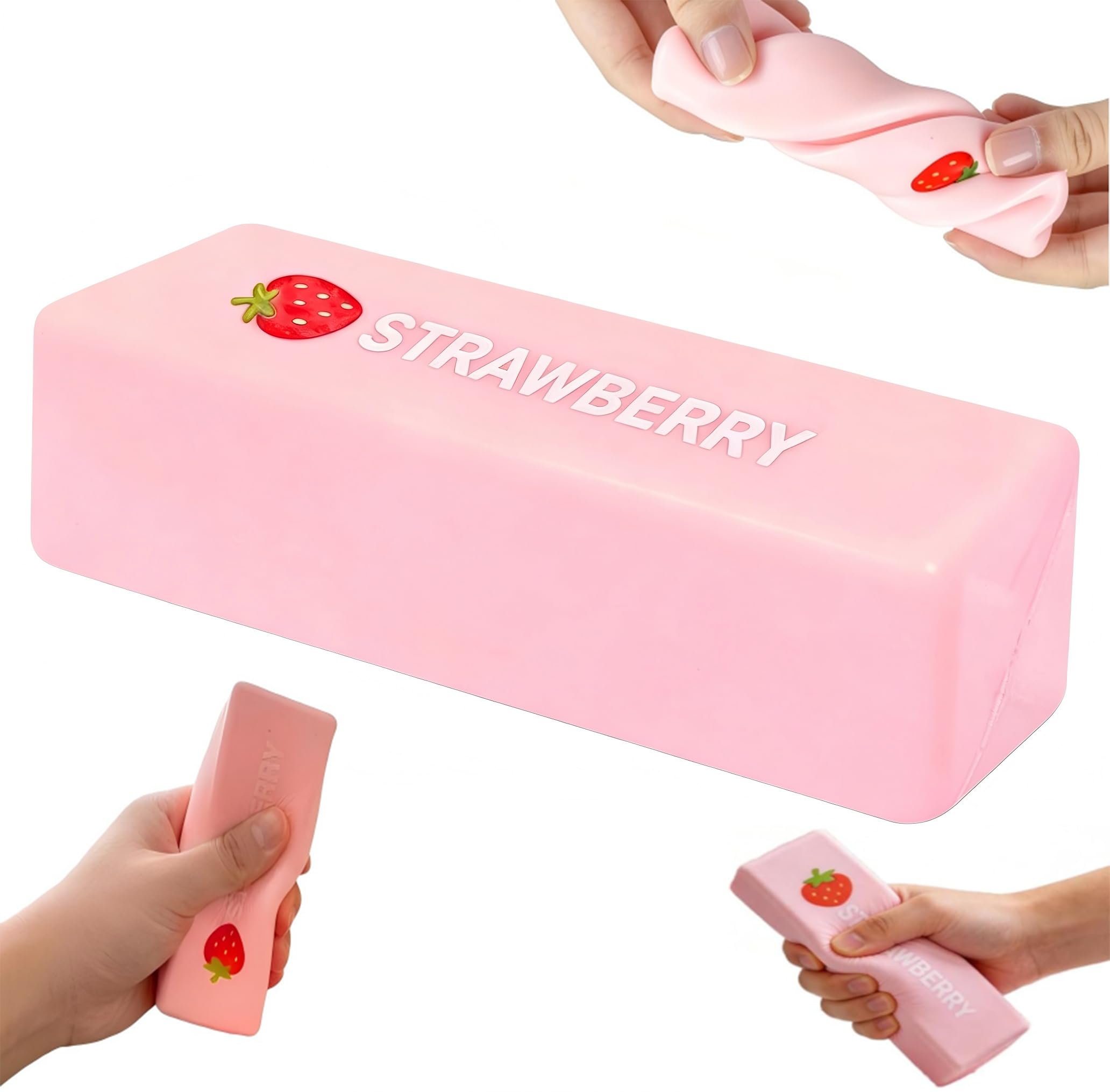 Strawberry Butter Squishy Toy - New Realistic Butter Stick Squeeze，Slow Rising Squishies Butter Squeeze Sensory Toys，Anxiety & Sensory Relief, Office, School & Daily Use