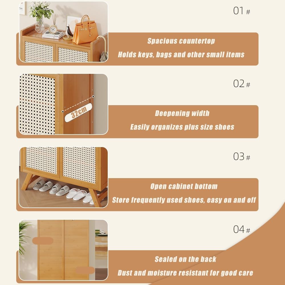 Shoe Storage Cabinet Cabinets Hallway Slim Cupboard Cupboards Hallways Slimline，Modern Bamboo Shoe Storage Cabinet 5/7 Tier Freestanding nizer with Adjustable Shelves & DoorsIdeal for Entryw