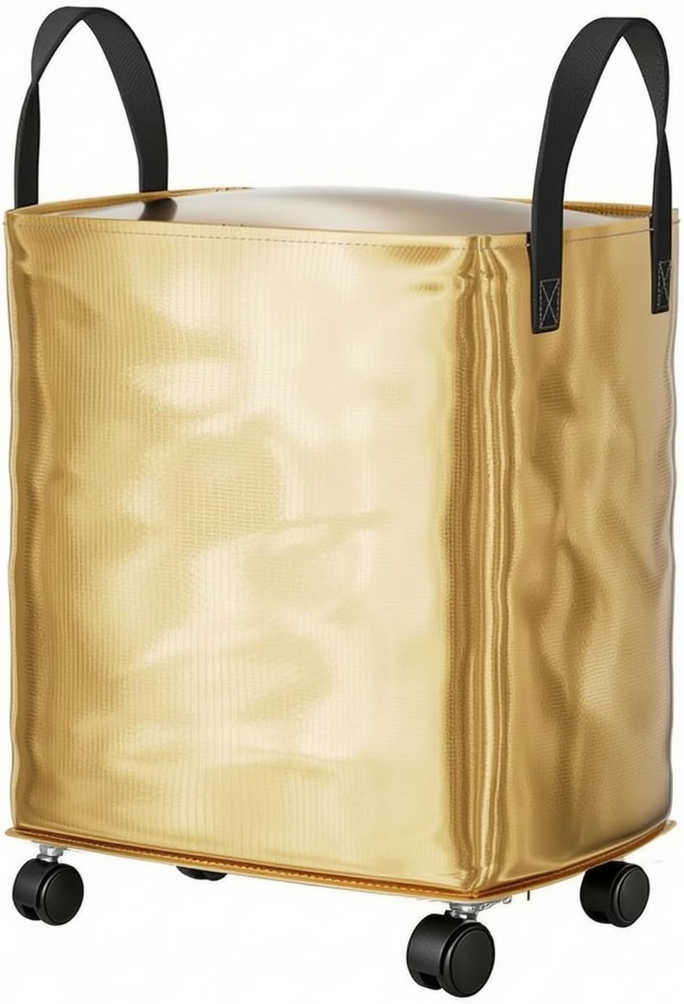 Compact Storage Bag with Wheels | Reinforced Carrying Handles, Zippered, Packing Bag with Wheels, for Dorm Room, Gold, 50x40x55cm