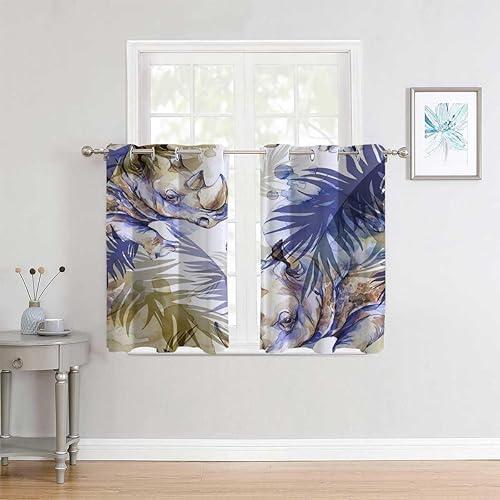 Cortinas para Ventanas De Cuarto Rhinoceros Grommet Short Doorway Curtains Blackout Material 72Inch Width by 72Inch Length,2 Panels