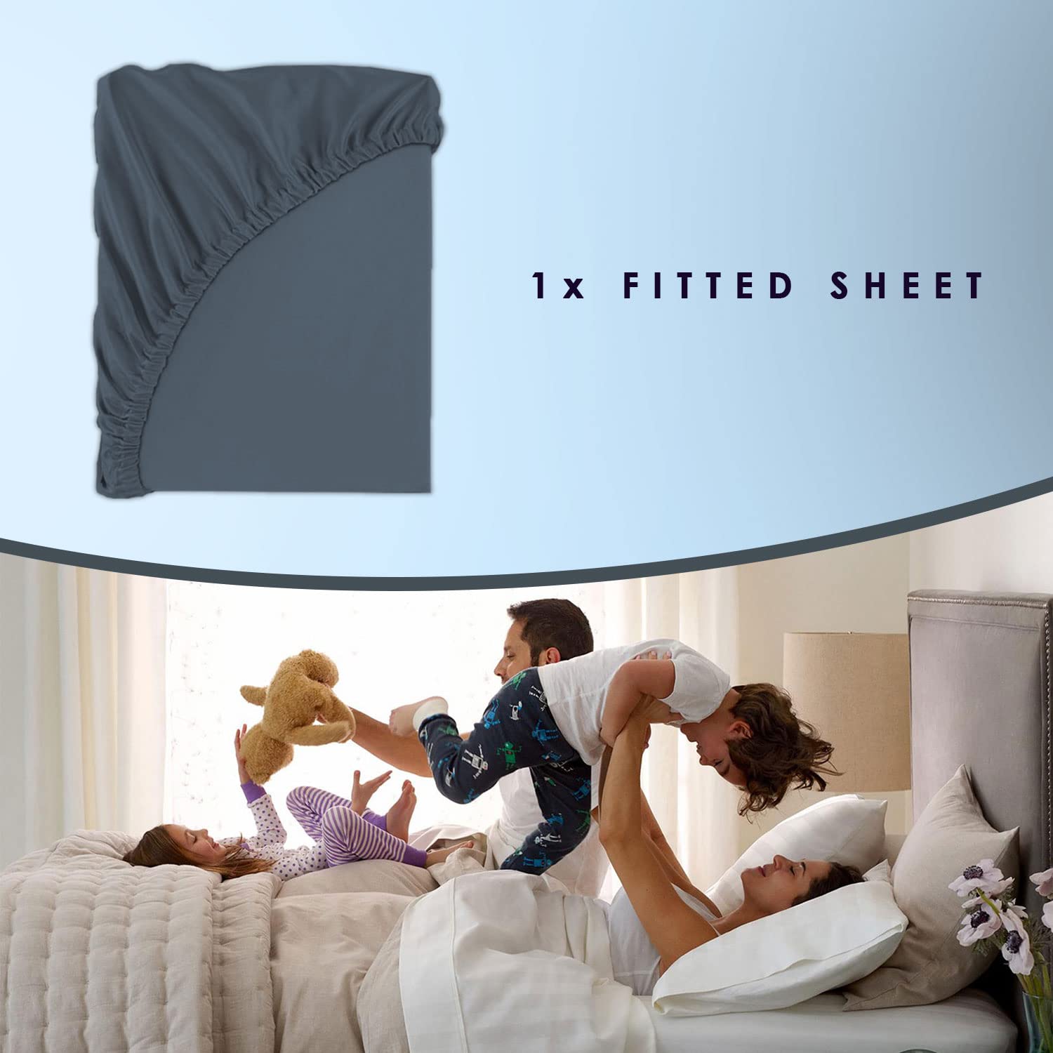 Pizuna Luxurious Cotton EU Single Fitted Sheet Dark Blue - Image 4