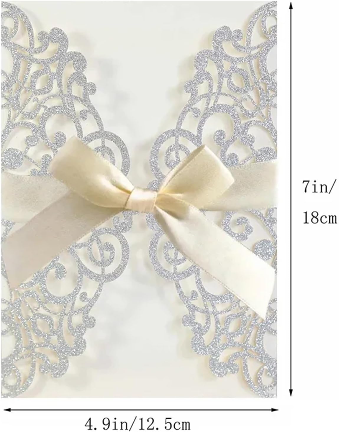 Wedding Envelopes 50Pcs Laser Cut Wedding Invitations Cards Tags Vintage Wedding Bridal Gift Greeting Card Birthday Decoration Party Supplies(Silvery)