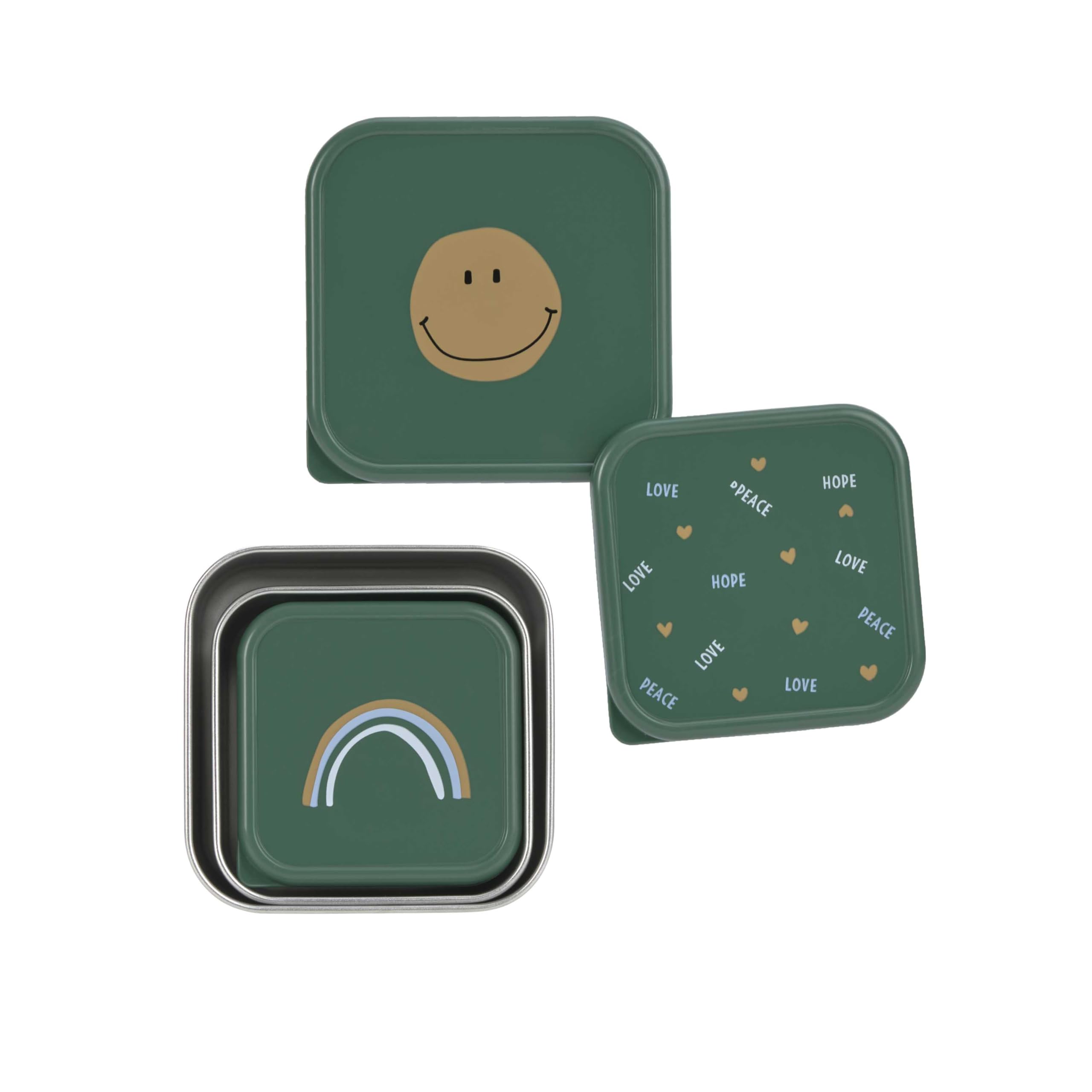 Lässig Snackbox enfants Set 3 en acier inoxydable boîte à pain/Snackbox Stainless Steel Happy Rascals Smile