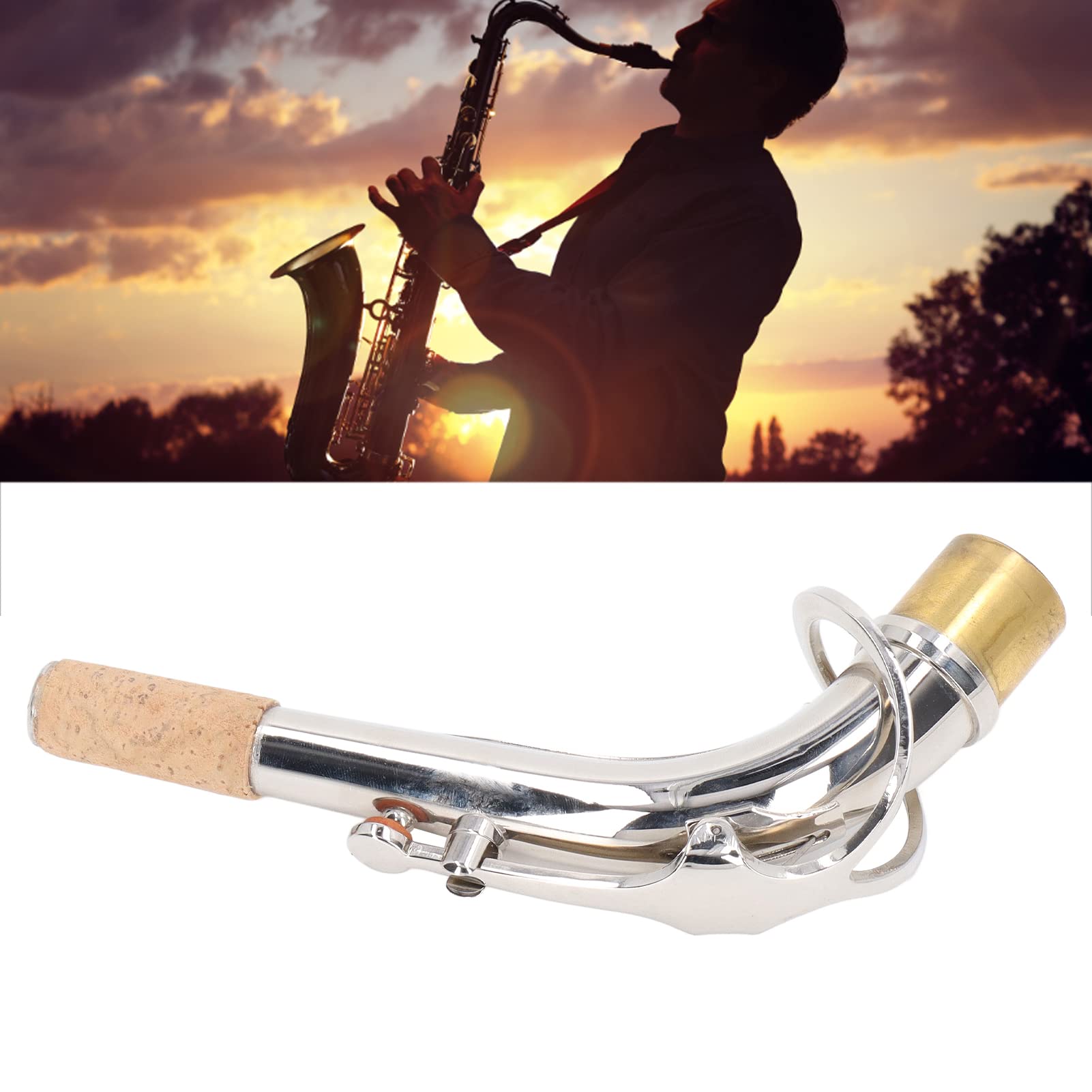 Bocal pour saxophone alto, 24,5mm Remplacement de bocal pour saxophone alto Performance améliorée et portable Accessoire pour joint de tête de bocal pour saxophonistes