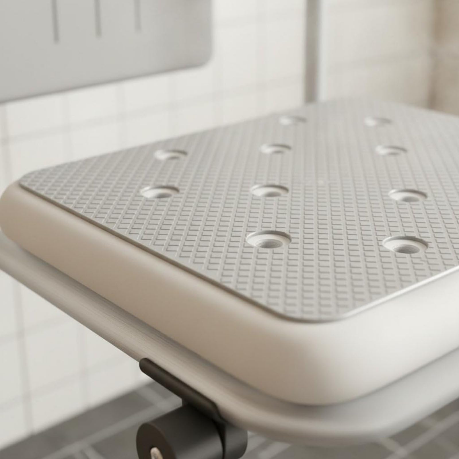 Asiento de Baño Plegable Silla de Ducha Taburete de Baño Banco de Baño con Estructura de Aluminio Antióxido con Patas Antideslizantes y Reposabrazos, Banqueta Plegable C/Respaldo
