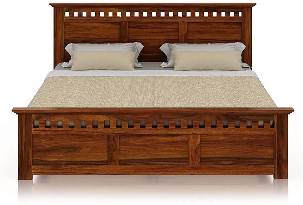 Image of Bed Solid Sheesham Wood for Your Bedroom Delivery Condition-DIY(Do-It-Yourself) Solid Wood Queen Bed (Finish Color - Natural Finish, Delivery Condition - DIY(Do-It-Yourself))