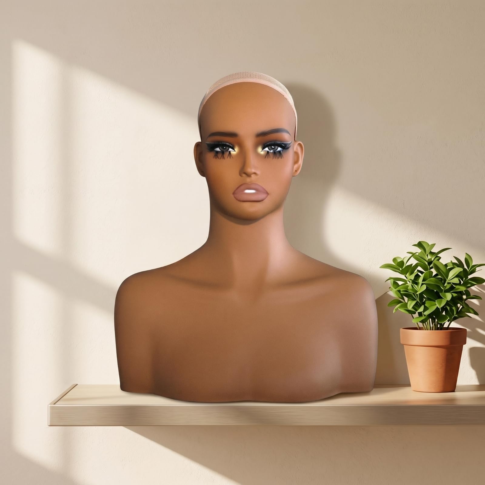 Busto Manichino con Calotta Liscio Busto da Esposizione Resistente per Parrucchieri, Studio Fotografico , DE410-BX1