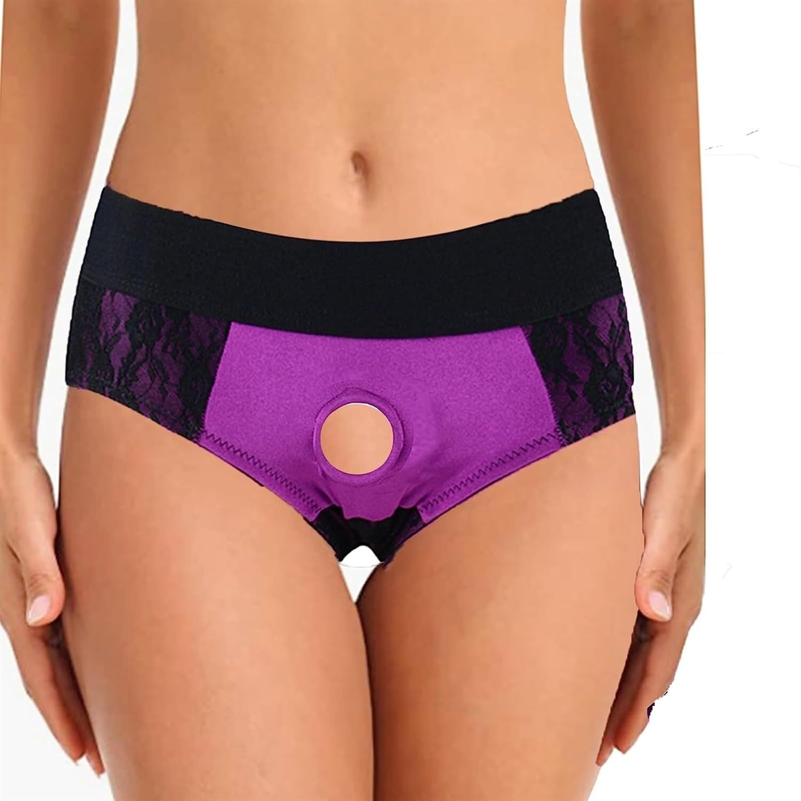 RABNZHDEO Strap On Harness Pants Strapon Boxers Harness Briefs Strapless Harnesses Underwear(Purple,XL-78cm)