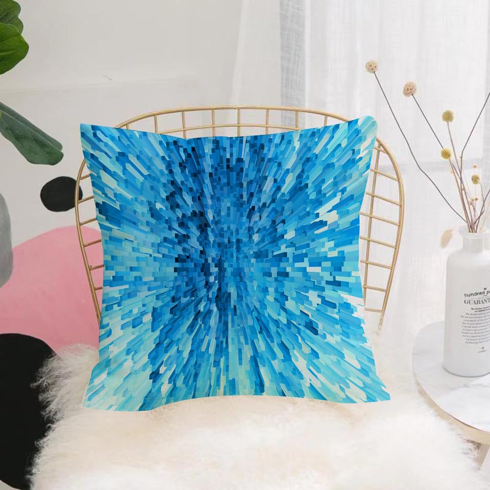 HYOSXW Cushion Cover,Throw Pillow Case Home Decorative for Living Room Bedroom Sofa Chair 16X16 Inch,Navy Blue Decor, Creepy Digital Tile Patterns, and Expandable Vine Blocks,Pillowcase 40X40cm