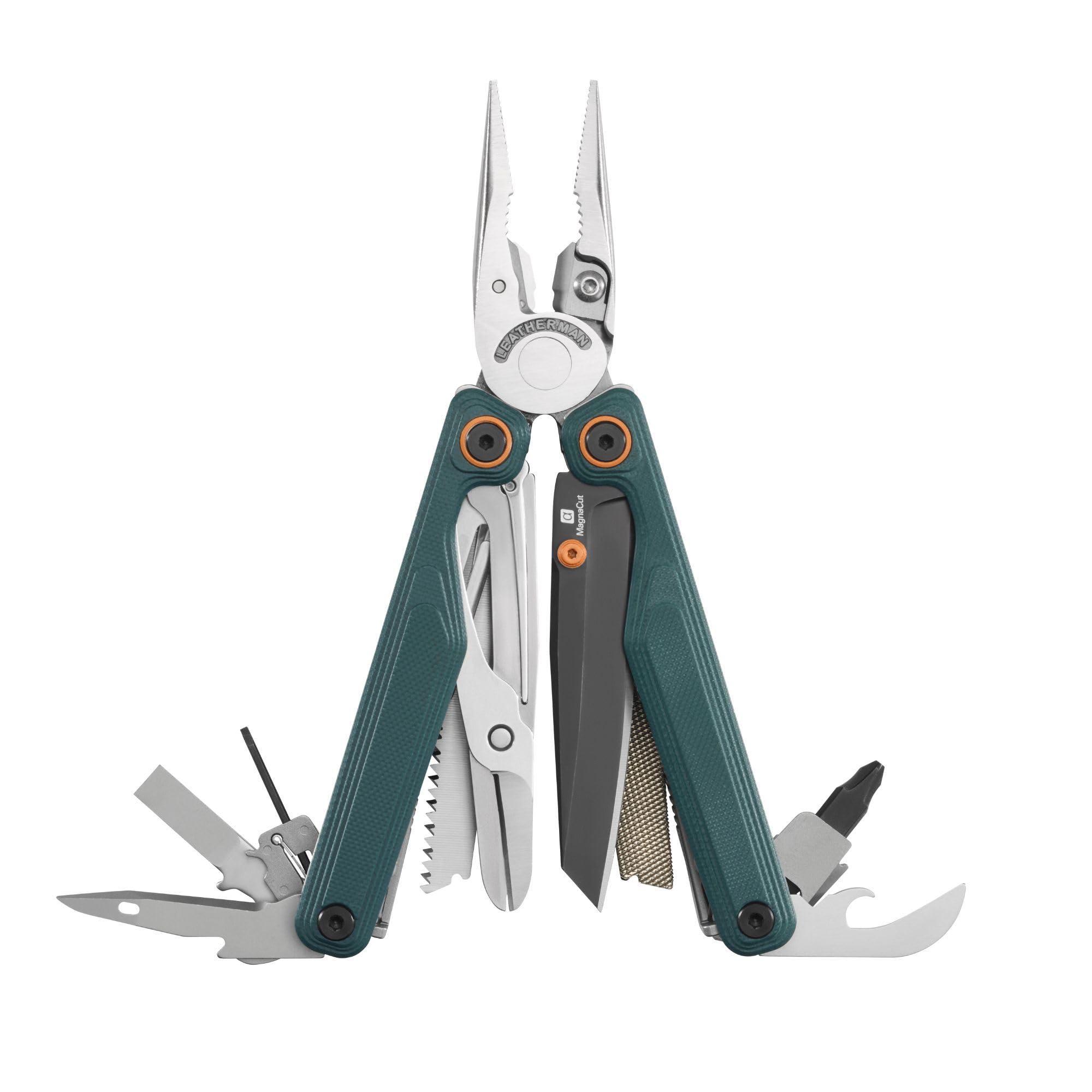 Leatherman – Wave Alpha – Multiutensile con lama in acciaio MagnaCut, ergonomia migliorata, forbici esterne di grandi dimensioni e impugnature in G10 a trama topografica – Cascadia