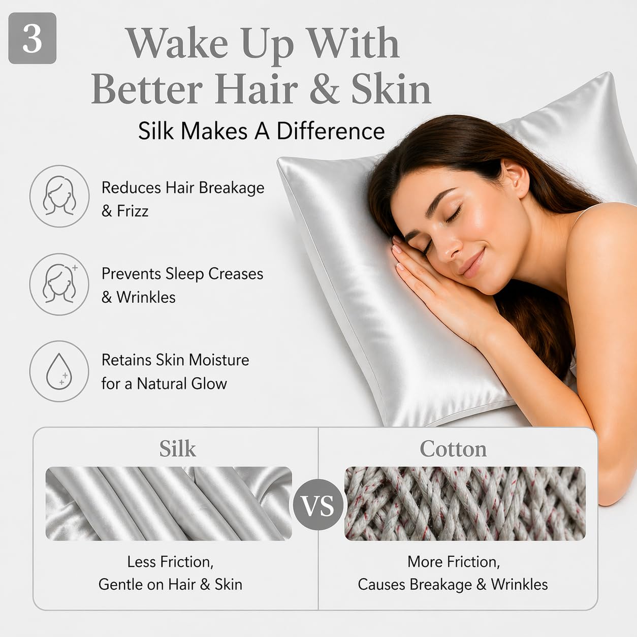 Funda de almohada 100% seda fabricada en Estados Unidos, 22 momme, lavable a máquina, hipoalergénica... (gris, estándar)