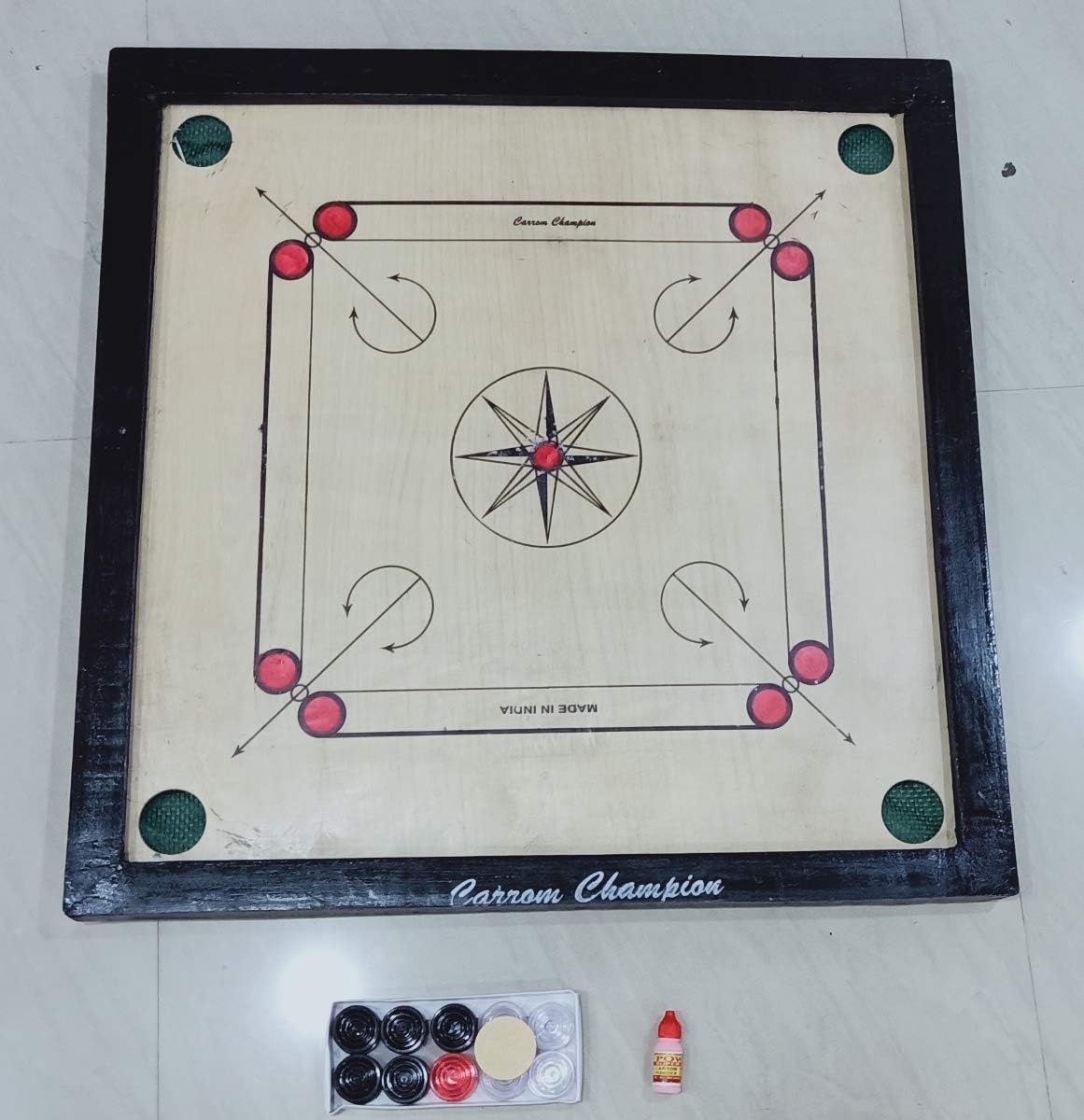 Classic Carrom Board 26" x 26 Set With Coins, Striker And Powder, Carrom Board, Family Game, Age 6+