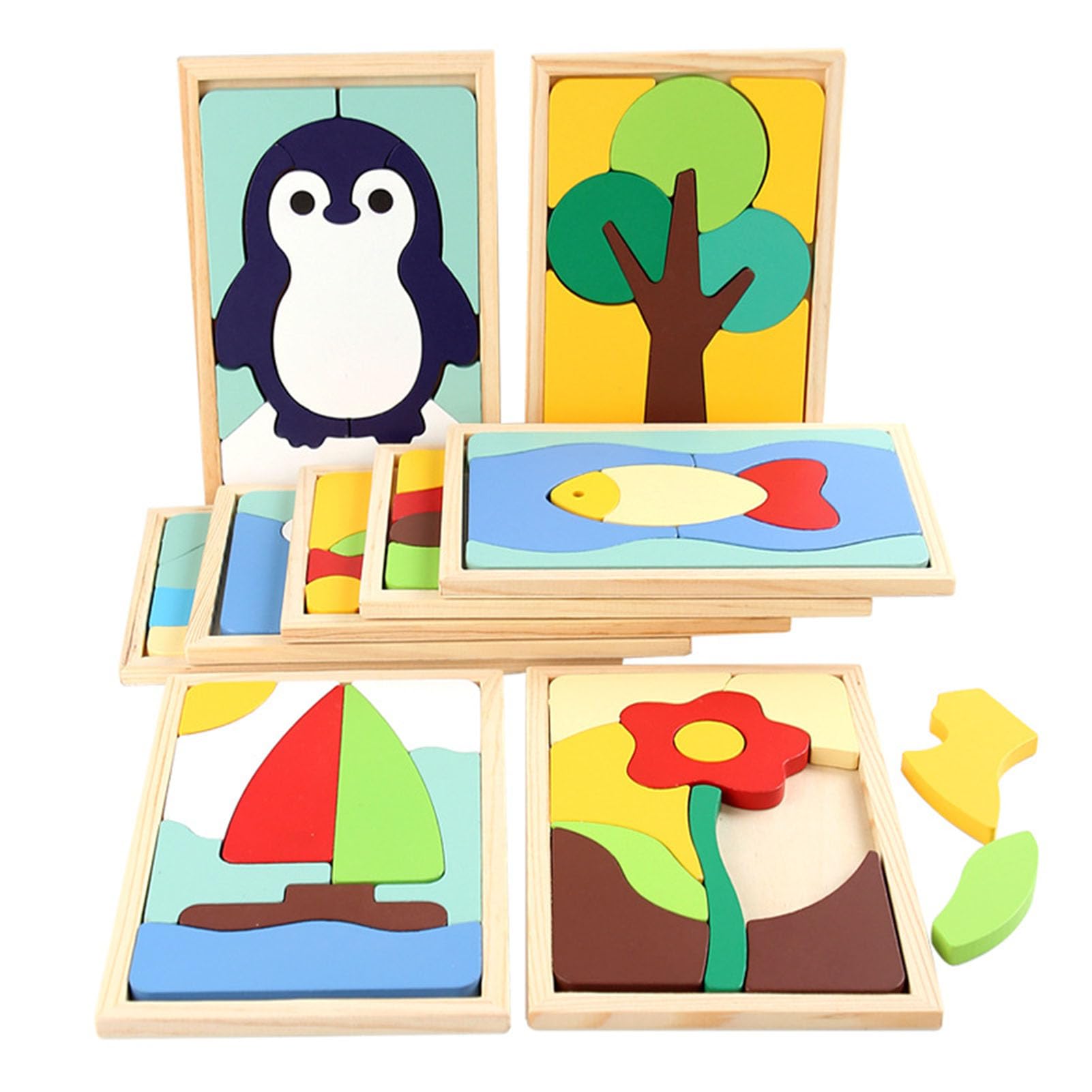 Puzzle di Forme di Animali e Veicoli, Giocattolo Cognitivo Montessori per la Prima Infanzia,Set