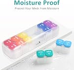 Fullicon Moisture-Proof Pill Organizer 2 times a Day, Pilulier 2 Fois par Jour with Silicone Lids, Large Capacity Am Pm Pill Organizer, Pill Box 7 Day for Vitamins (Clear Rainbow)