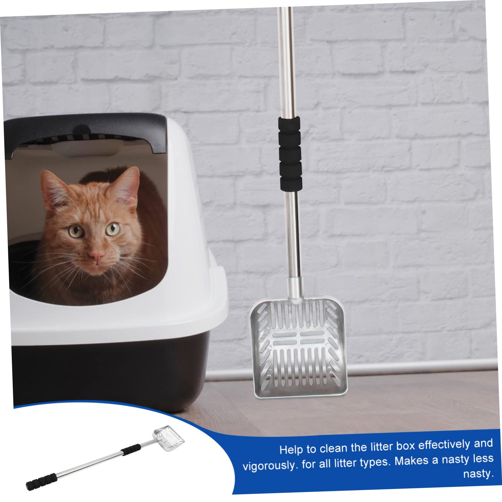 Pala De Arena con Mango Largo Retráctil Pala Perro Basura Scoop Pala De Arena para Gatos Pala Profunda para Arena para Gatos Pala para Arena con Mango Largo Arena para Perros Metal