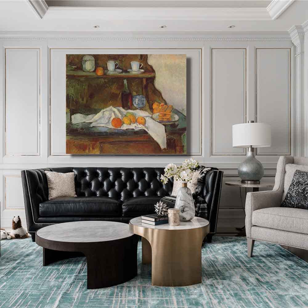 Lasite Paul Cézanne<Il Buffet>Stampe e Quadri su Tela Tela Decorativa Per Soggiorno o Stanza da letto Pronto Da Appendere Su Una Spessa Cornice Di Legno(55x66cm) 22x26inch,Cornice