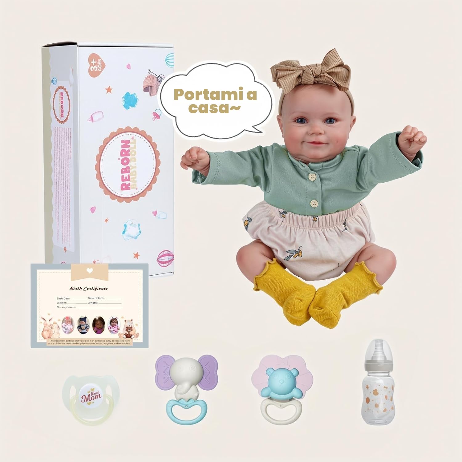 BABESIDE Reborn-Baby Dolls 20 pollici Bambole per Bambini Realistiche in vinile Morbido Bambola Realistiche per Bambini Appena Nati Giocattoli Fatti a mano con dolce sorriso Bambino Realistica
