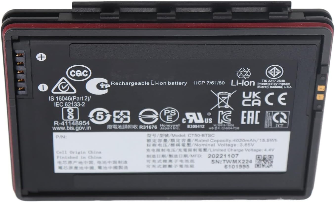 Replacement Battery CT50-BTSC for Honey'well Dol'phin CT40 CT45 CT50 CT60 4G/LTE 318-055-001 Handheld Computer Battery 4020mAh