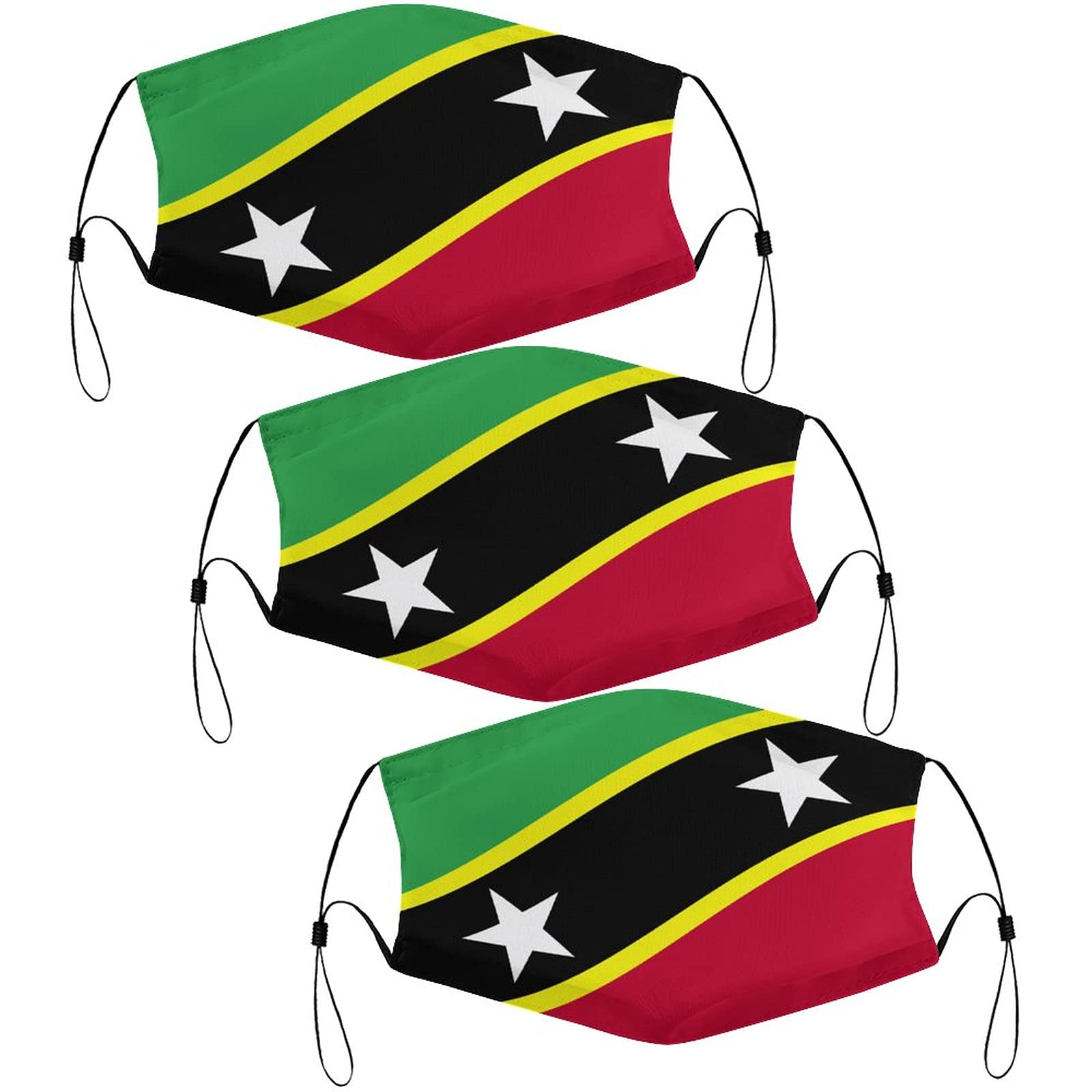 Saint Vincent And The Grenadines Flag Cloth Face Mask Printed 3PCS Washable with Filter,Adjustable Breathable Mouth Masks