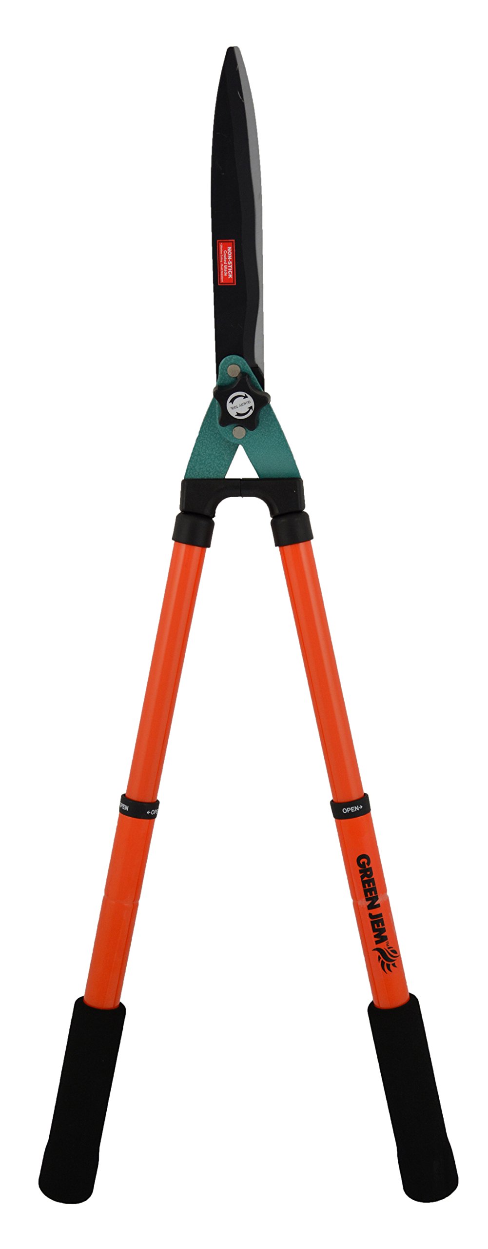 Verde Jem telescópica Tijeras Cortasetos cortadores Herramientas de jardinería con Antiadherente Cuchillas – Naranja