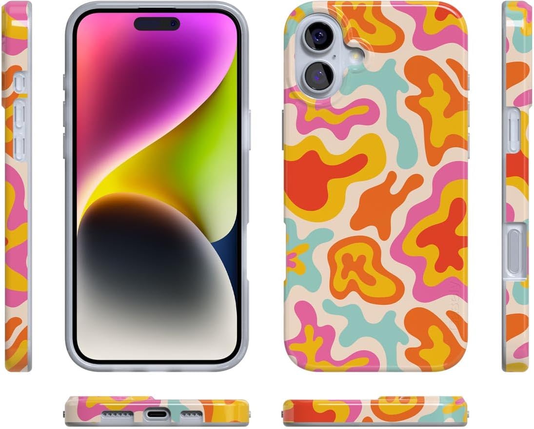 Casely iPhone 16 Plus Case | Tropical Color Splash | Abstract Retro | Compatible with MagSafe | Classic Ultra Slim Design