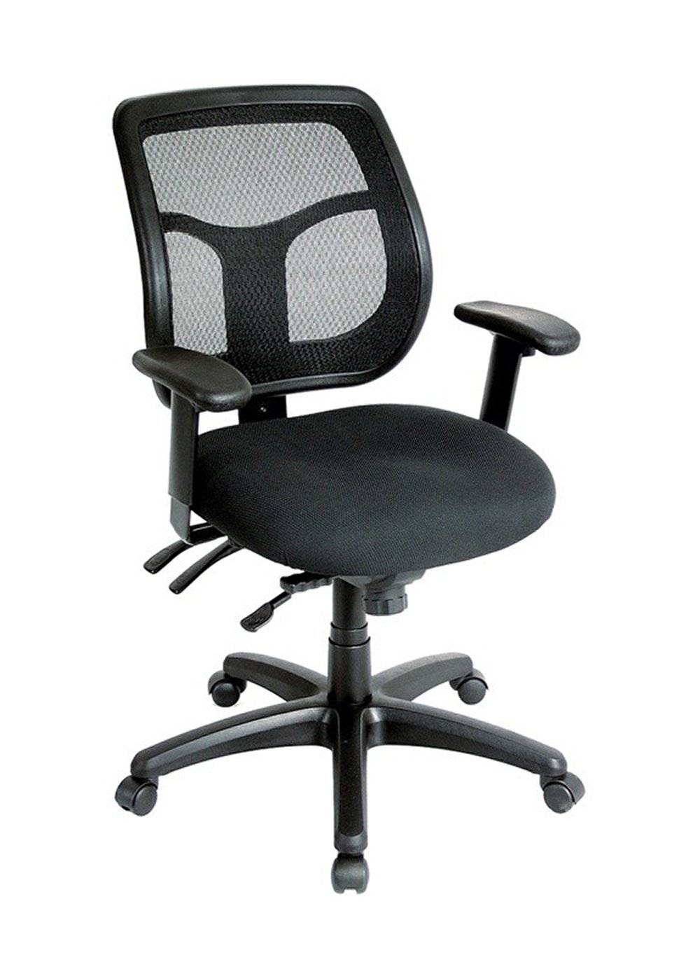 Ergohuman Eurotech Apollo, Mid-Back Multi Function Mesh Back/Contoured Fabric Waterfall Seat, Swivel Office Task Chair, Adjustable Height, Arms and