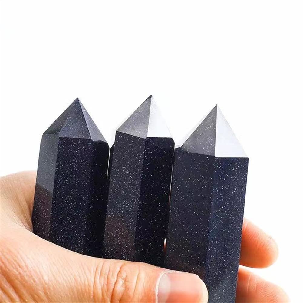 70 mm-80 mm natürlicher Kristall, blau-Goldener Sandstein, Turm, Quarzspitze for Feng Shui, 1 Stück, wunderschöner Kristall ERTEYIN