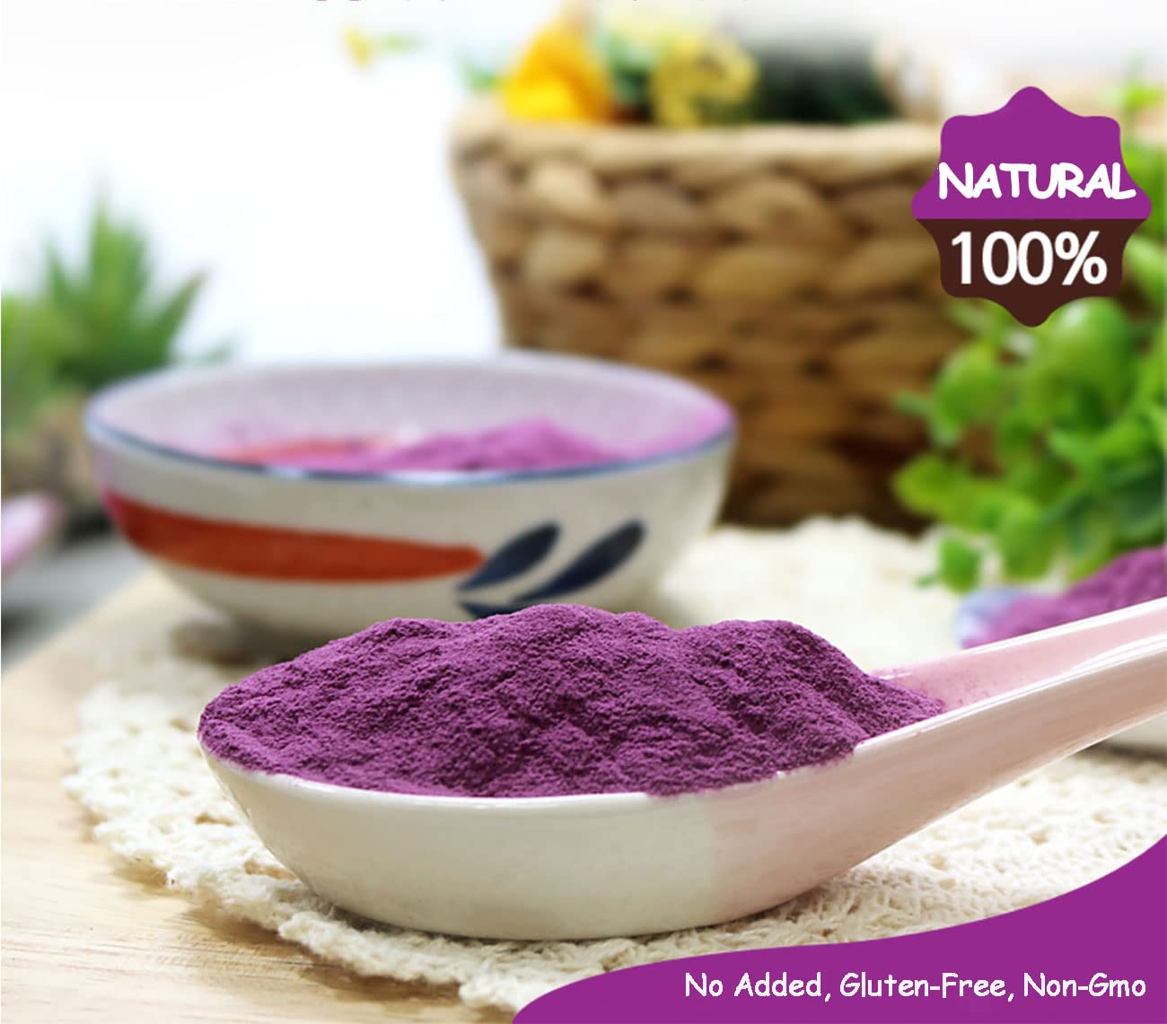 Orgnisulmte Original Purple Sweet Potato Powder 100% Pure Natural Premium Purple Yam Powder for Food Coloring No GMO Vegan Friendly 5.64Oz(160g) (Pack of 5)
