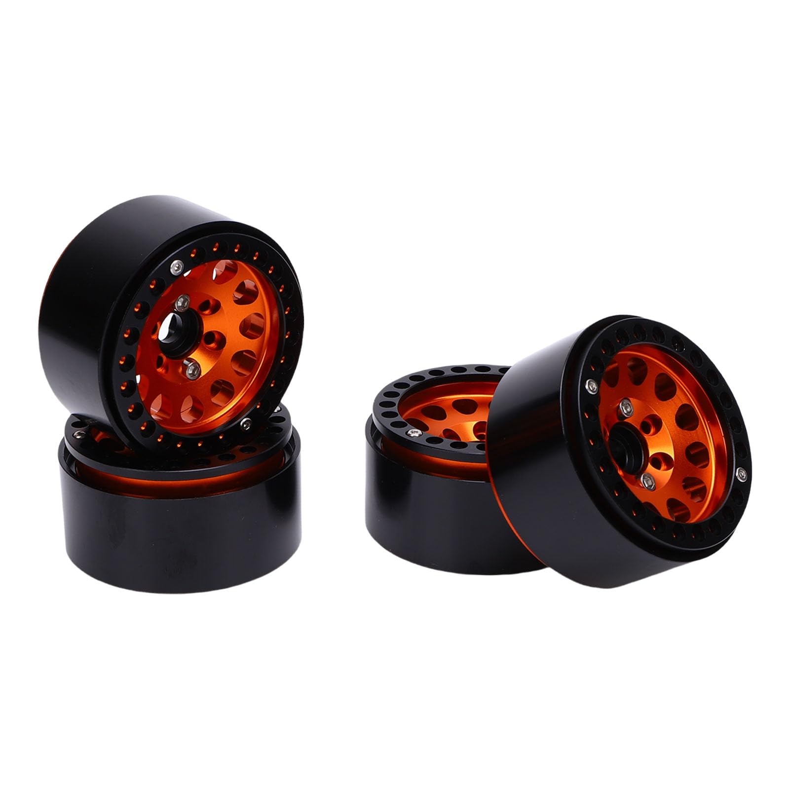 Juego de cubo de rueda RC de aleación de aluminio ligero de 1,9 pulgadas para Crawler RC a escala 1:10, estabilidad mejorada para maniobras de alta velocidad, accesorios de 4 piezas (naranja)