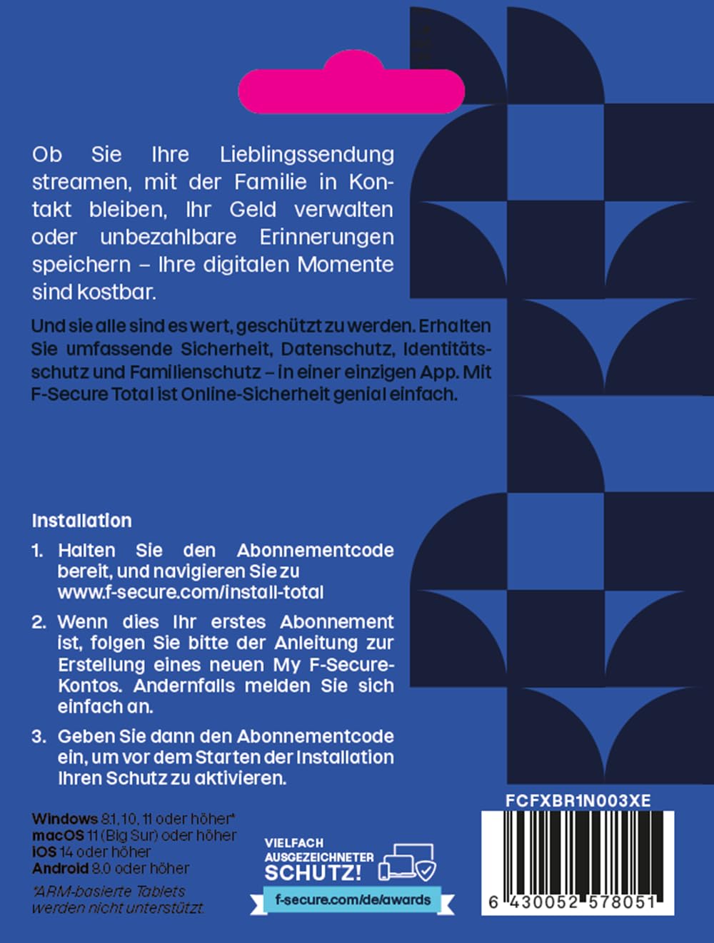 F-Secure Total Security inkl. VPN 3Geräte 18Monate KeyCard