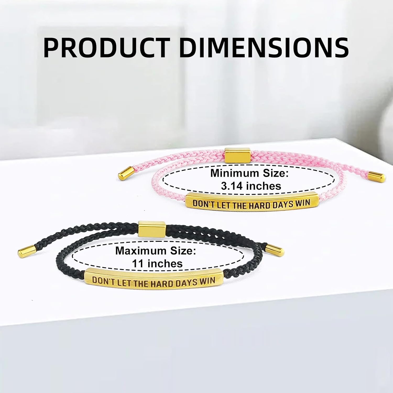 2 Pcs Dont Let the Hard Days Win Bracelet, Adjustable Handmade Braided Motivational Bracelet for Best Friend - Image 2