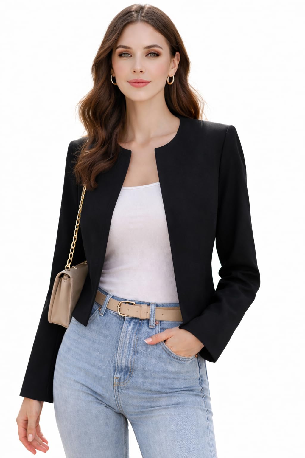 keri perry Women's Blazers | Blazer for Women | Top | Tshirt | Tops for Woman | Front Open Jacket | Coat Light Weight | Round Neck Long line Jackets Blouse | Formal | Fashion-Forward | Regular Fit-picture-16