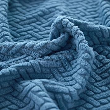 Sofa Covers Couch Covers for Sofa Pet Friendly Couch Cushion Covers Universal Sofa Covers Washable Stretch Slipcovers for Sectional Sofa (Texture Blue, Pillow Cover 15 * 15inch)