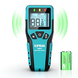 Kiprim Pinless Wood Moisture Meter for Drywall Lumber Concrete Firewood Masonry,Wall Moisture Sensor Accurate Non-Destructive Digital Humidity Testing Moisture Detector WM01 - Amazon product rated Grade A