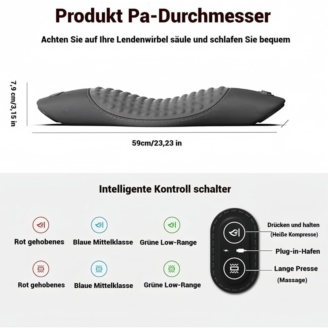 2026 3-Zonen Tiefenwärme-Massagegerät, Ergo Pur Rücken mit Erwärmung, Vibration & Traktion, Ergopur 3-Zonen-Ergoflow Tiefenmassagegerät, Müdigkeit lindern(Klassisches Grau,Akkuversion)
