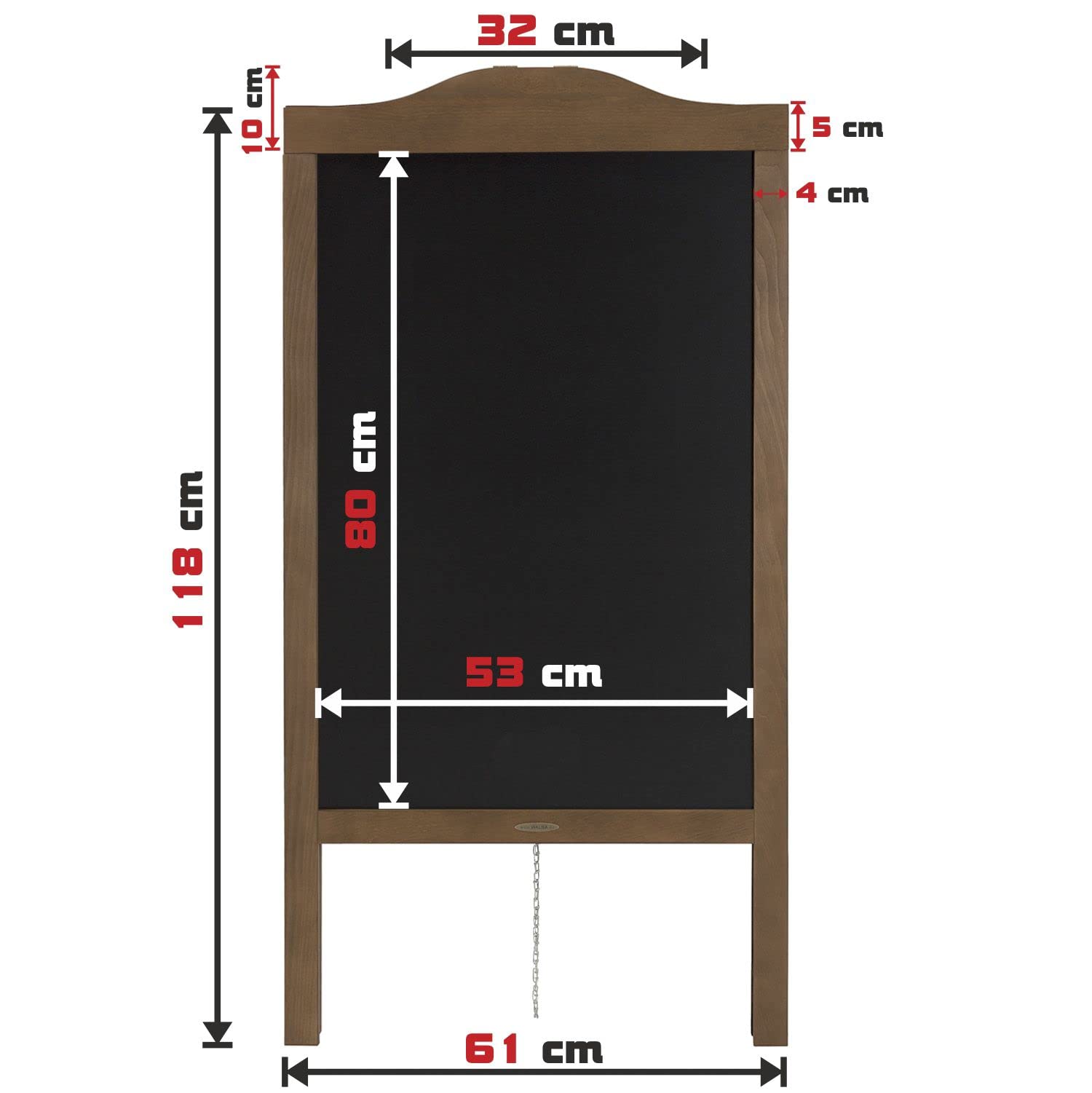 Panneau publicitaire exterieur en bois-étanche - forme rétro élégante- Chevalet Stop Trottoir pour restaurant- Double Face 120 x 60 cm - 6 kg-W, marron)
