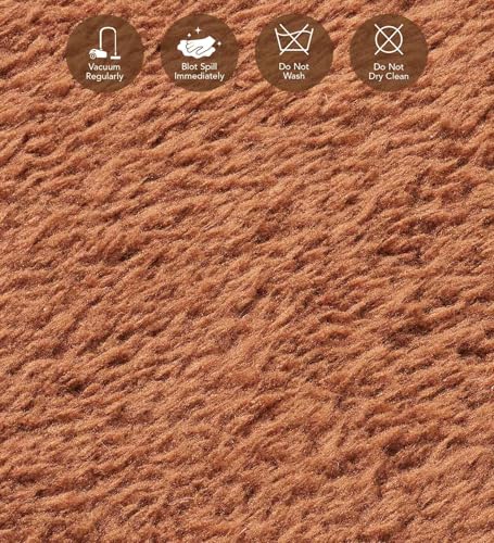 Image of Obsessions Large Indoor Polyester Carpet with Solid Pattern Felt Backing, Ideal for Bedroom & Living Room 120x170cm, Brown