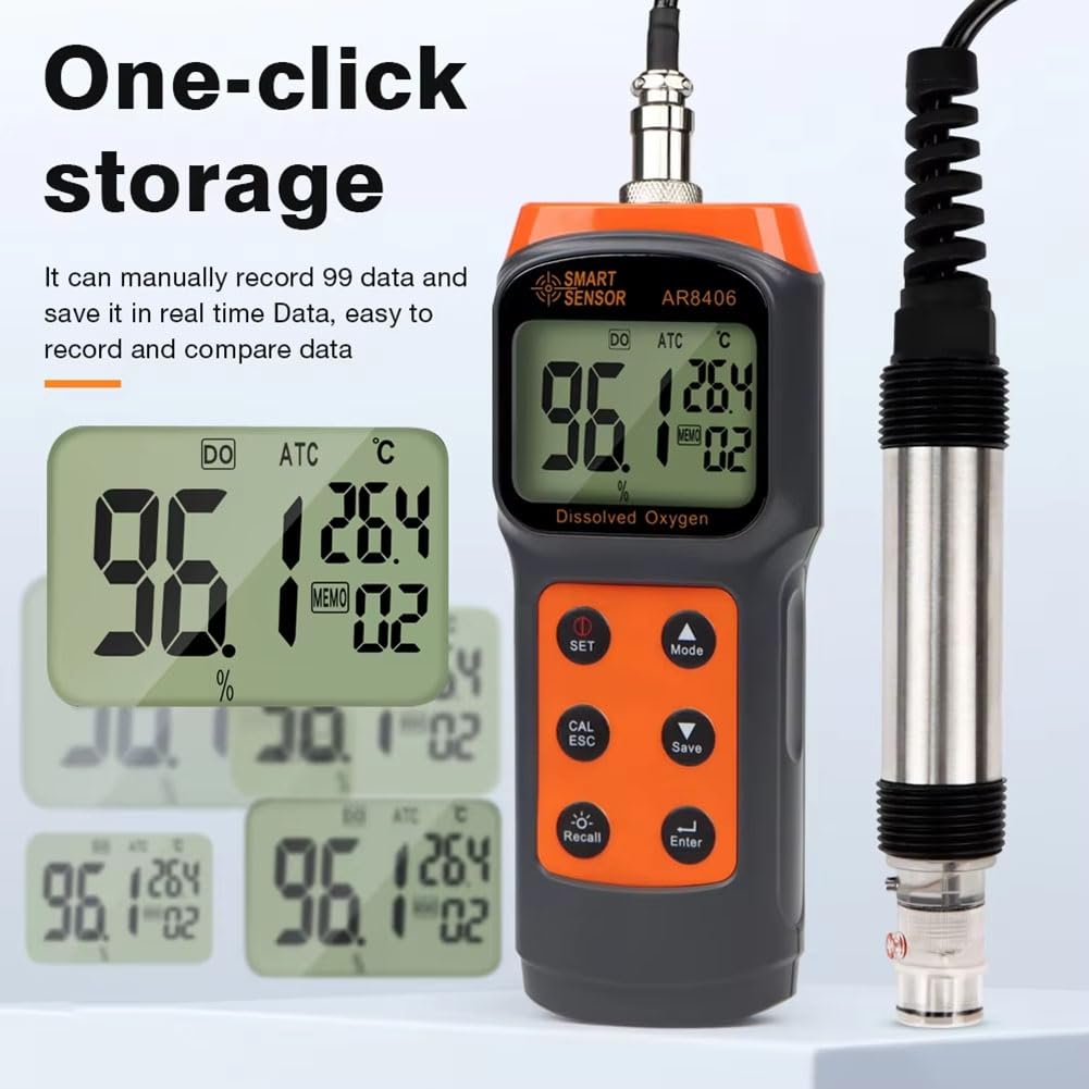 Probador de DO para Acuicultura, Probador de Calidad del Agua, Medidor Digital de Oxígeno Disuelto, Detector de Oxígeno Portátil, Detector de Contenido de Oxígeno