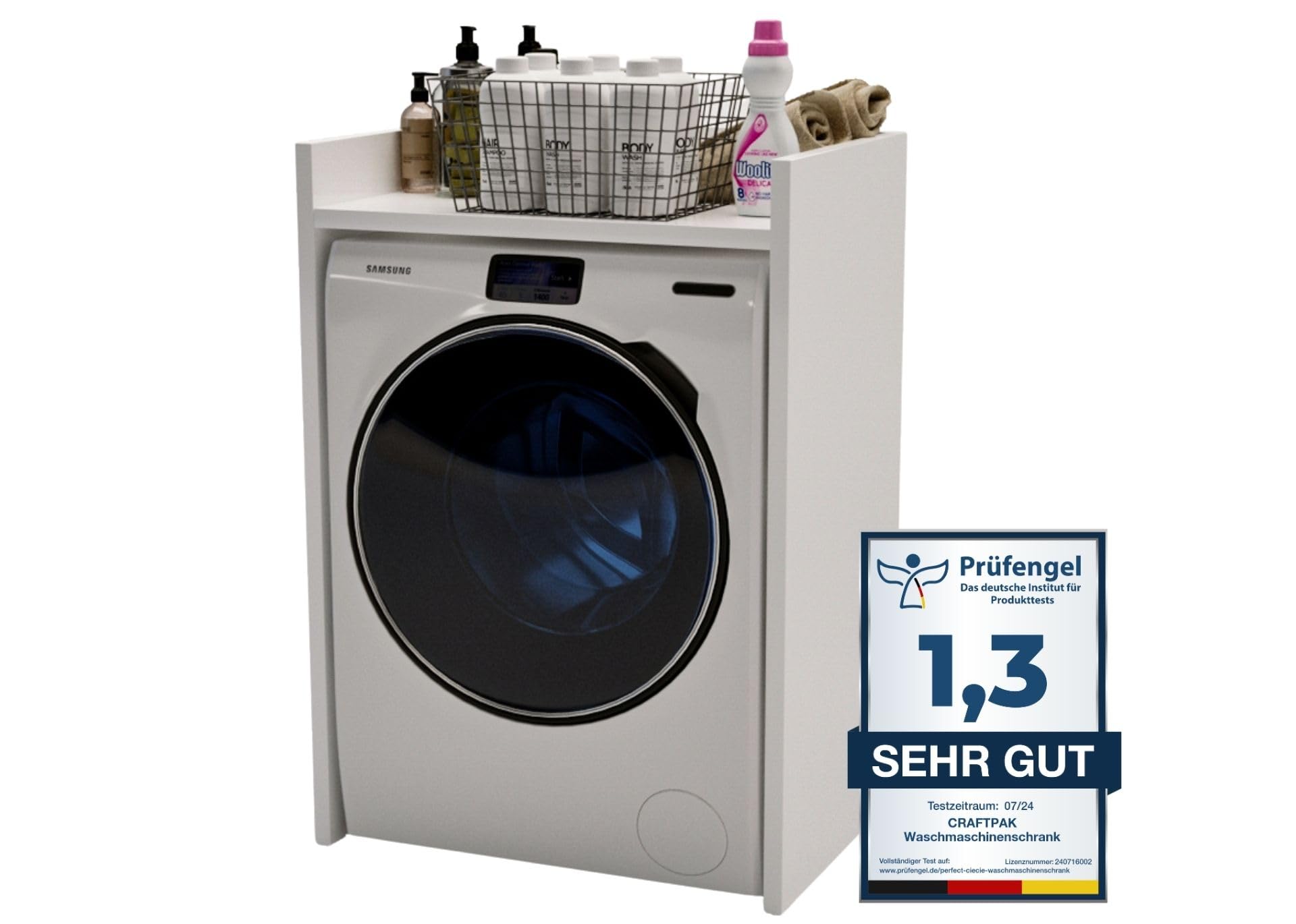 CraftPAK Waschmaschinenschrank Überbau & Unterschrank Weiß, 66x95x48 cm