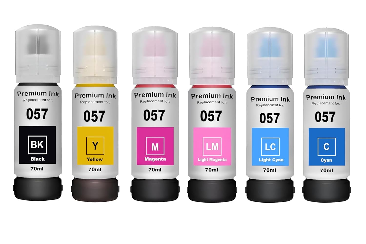 GEDI 057 Refill Ink Suitable for L8050, L18050, L8150W Printers, C/M/Y/Bk/LC/LM (70ml X 6Bottle)