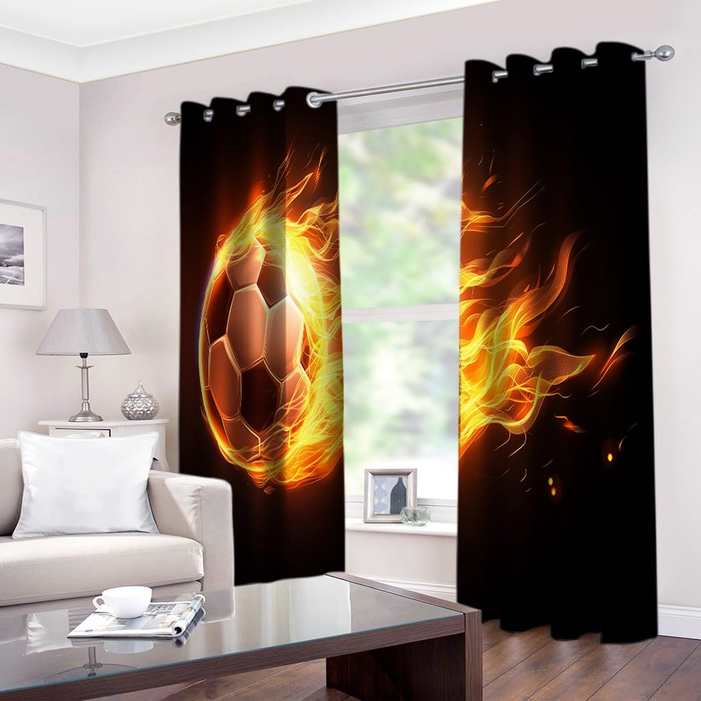 Rideaux football occultants noirs L117 x H229 cm comme cadeau d'ado