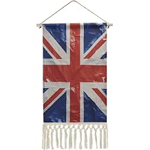 QMKFWT British Flag Hanging Poster with Tassel Personalized Cotton Linen Wall Art Prints Long Vertical Wall Artwork Painting Decoration for Living Room Office Bedroom