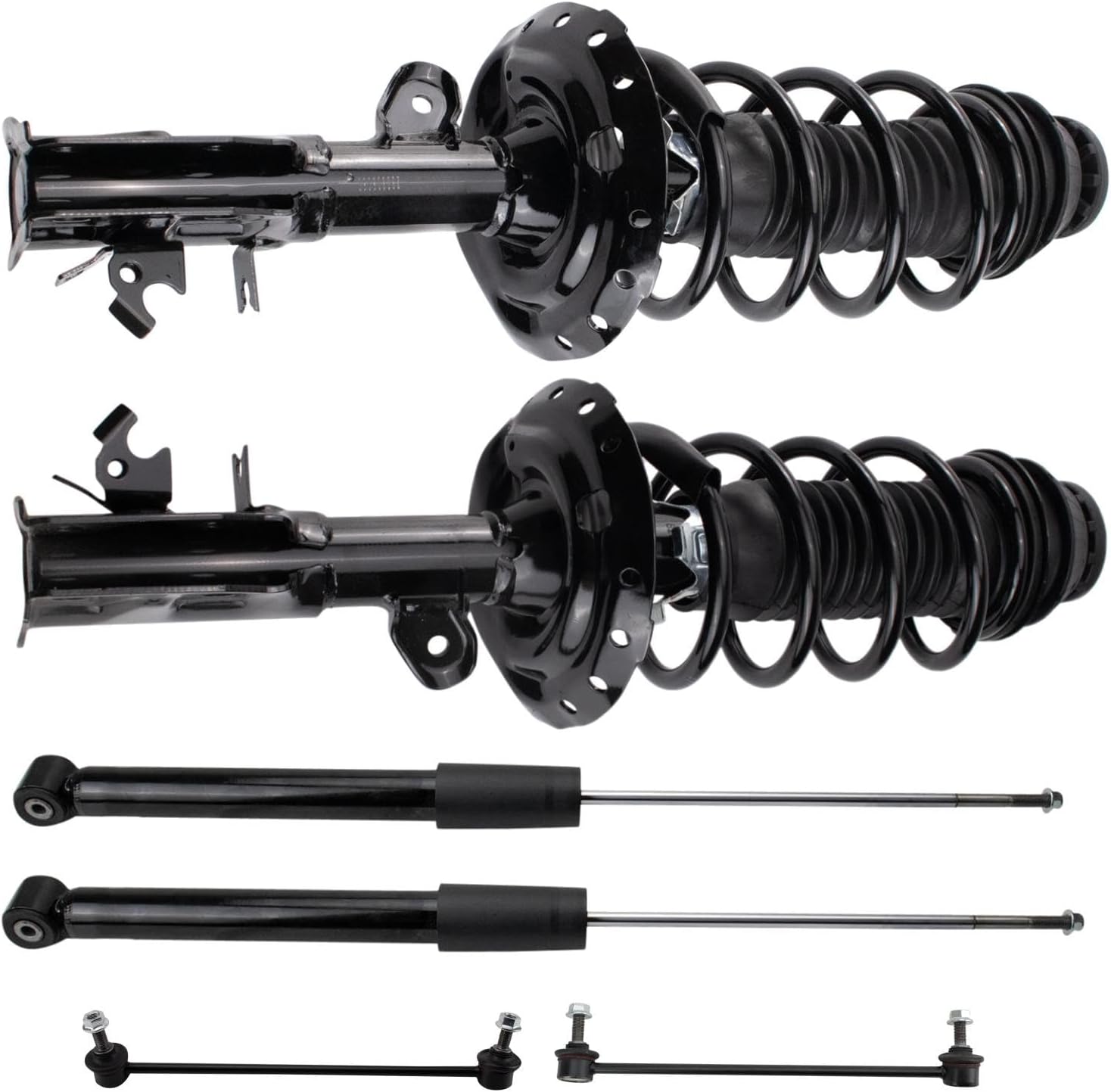 TRQ Front and Rear Suspension Kit Complete Strut & Coil Spring Assembly Shock Absorber Sway Bar Stabilizer Link Compatible with 2015-2020 Honda FIT