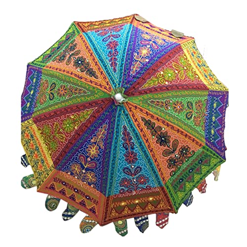 Marusthali Handmade Embriodery Decorative Garden Umbrella, Large Decorative Handcrafted Wedding Umbrellas, Umbrellas For Beach Parasols (Multi Embroidery) #TOP28