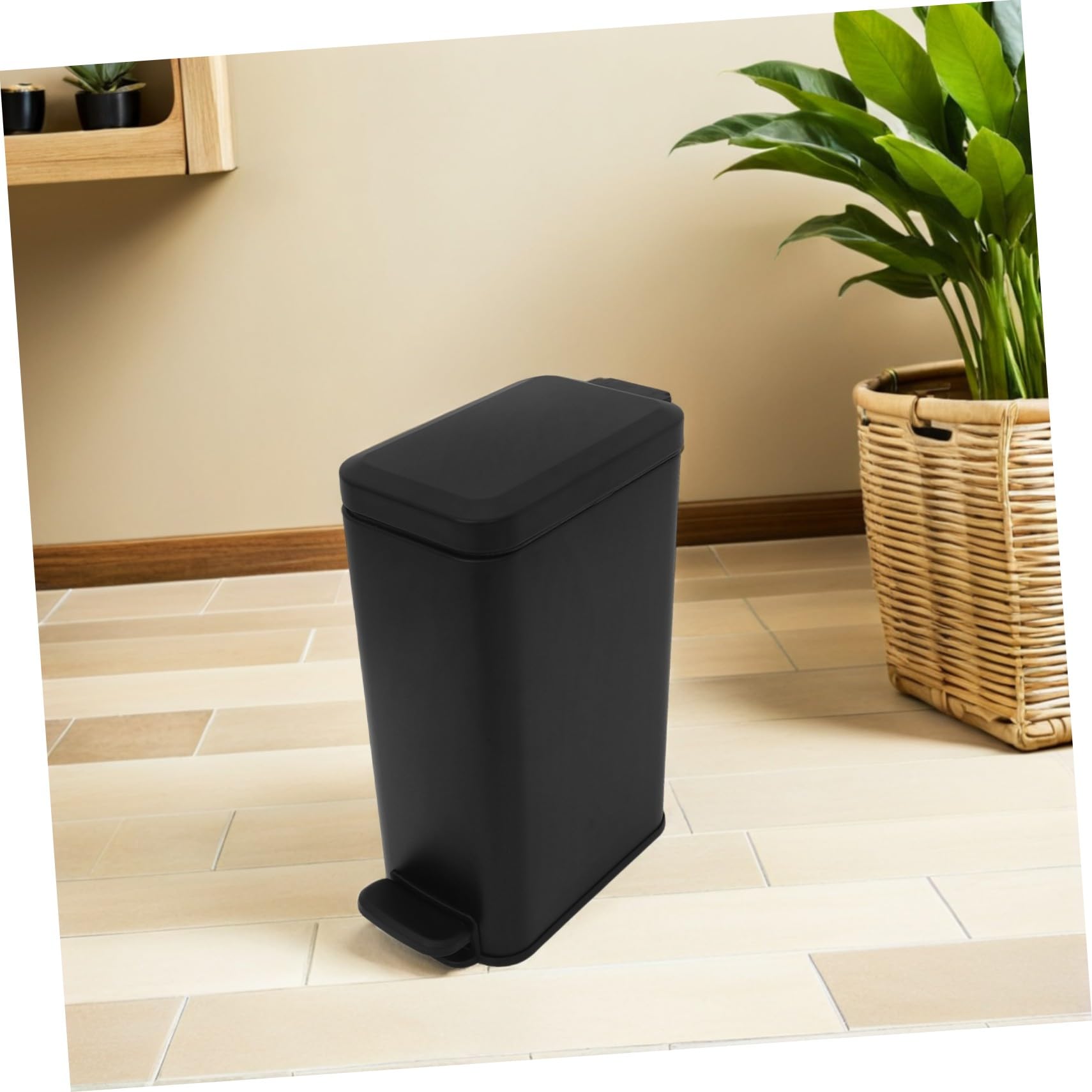 Operitacx Cubo de Basura con Pedal y Tapa Integrada de Acero Inoxidable Diseño y Capacidad de Cubo de Basura para Oficina y Hogar Basurero Compacto con Cierre Olores